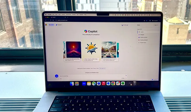 MacBook with Copilot page open